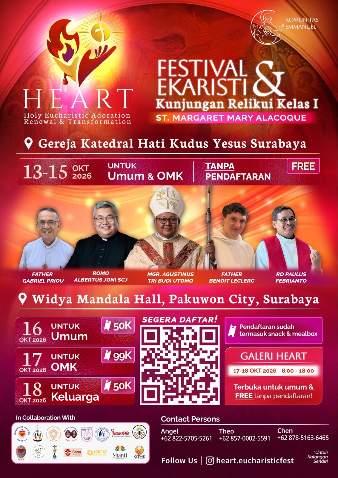 Poster resmi HEART 2026 — Festival Ekaristi & Kunjungan Relikui Kelas I St. Margaret Mary Alacoque